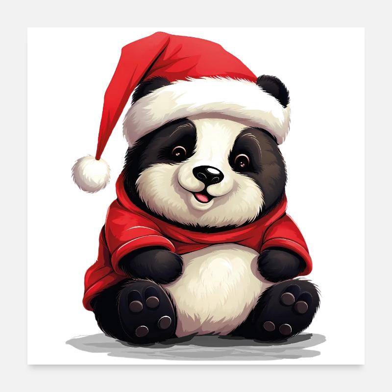 Panda Mignon, Noël, Panda Ours Poster 60 x 60 cm