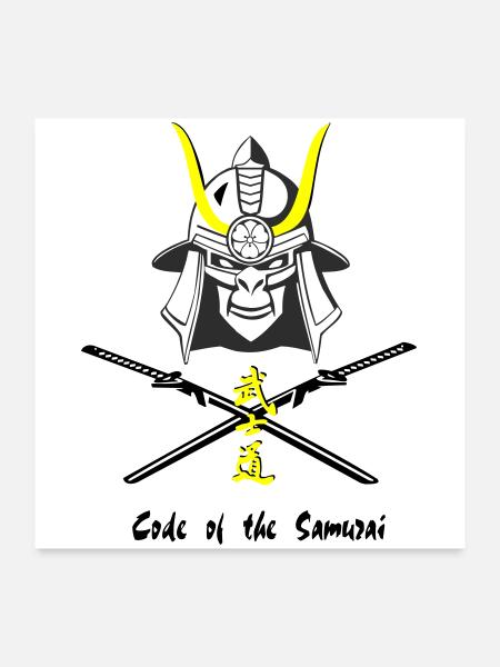 Samuraihelm Kabuto 4 - Poster 60x60 cm - Weiß - Vorne