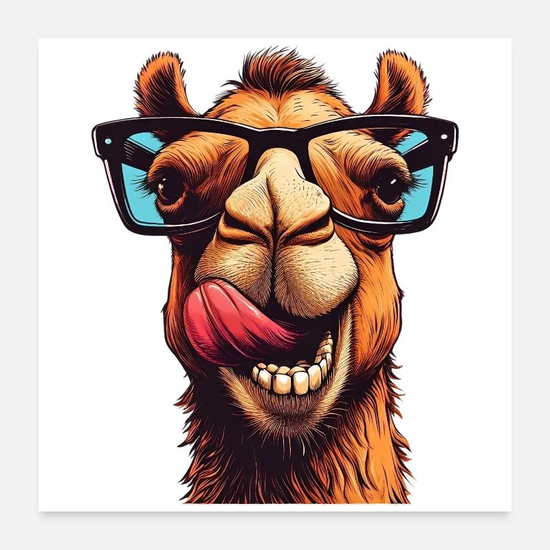 Chameau - Poster 60 x 60 cm - blanc
