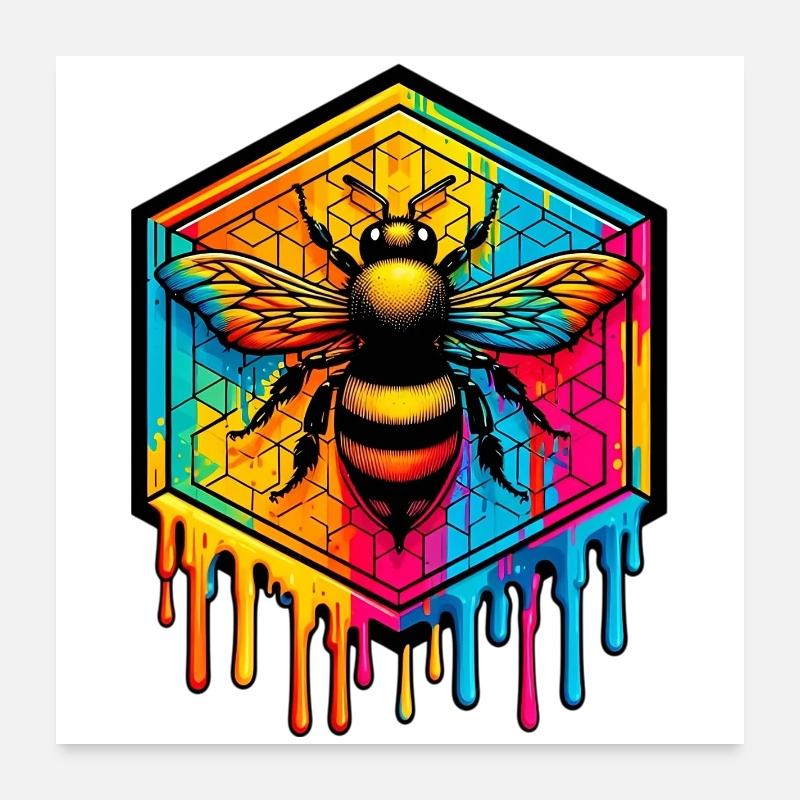 Biene - Poster 60x60 cm - Weiß