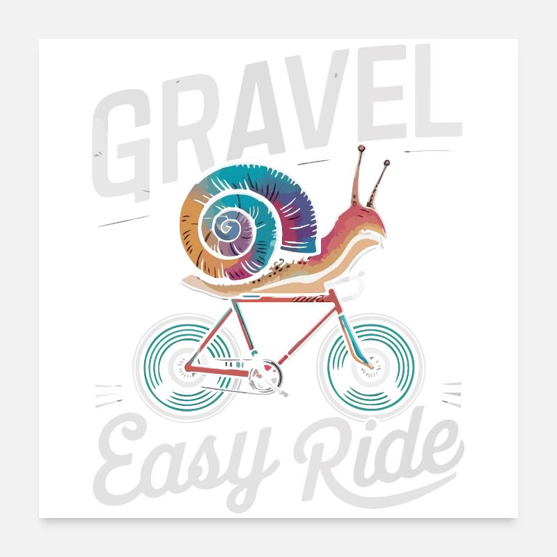 Snail Biking Adventure Illustration Poster 24" x 24" (60x60 cm)