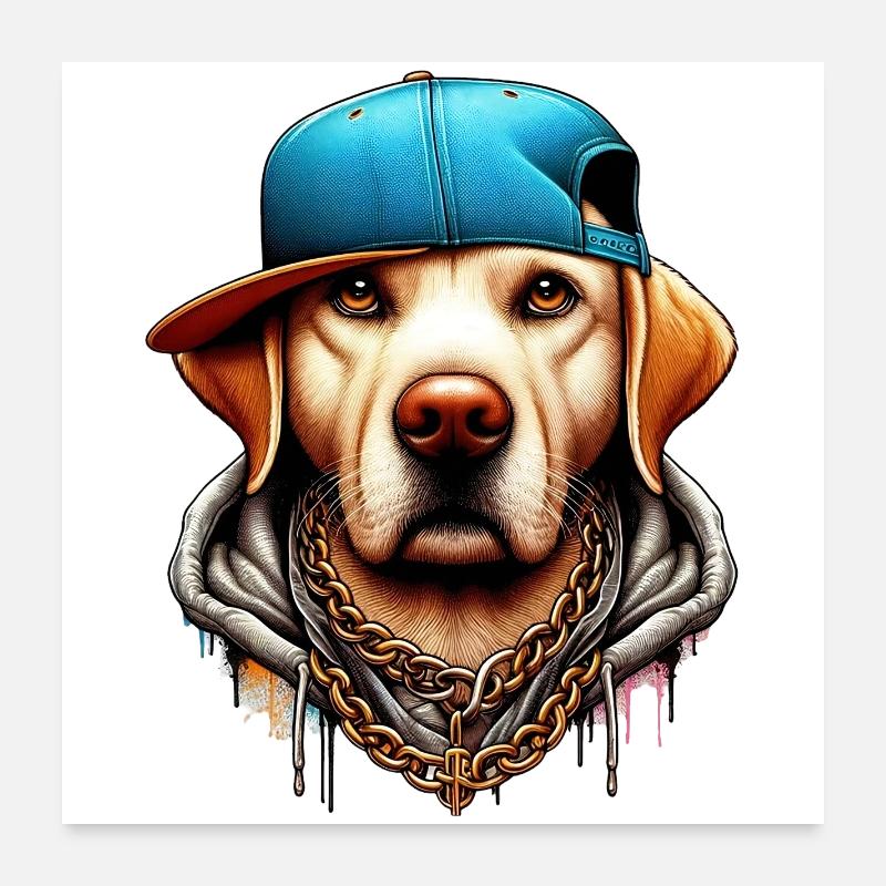 Hund - Poster 60x60 cm - Weiß