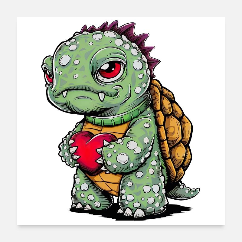 Schildkröte mit Herz Poster 60x60 cm