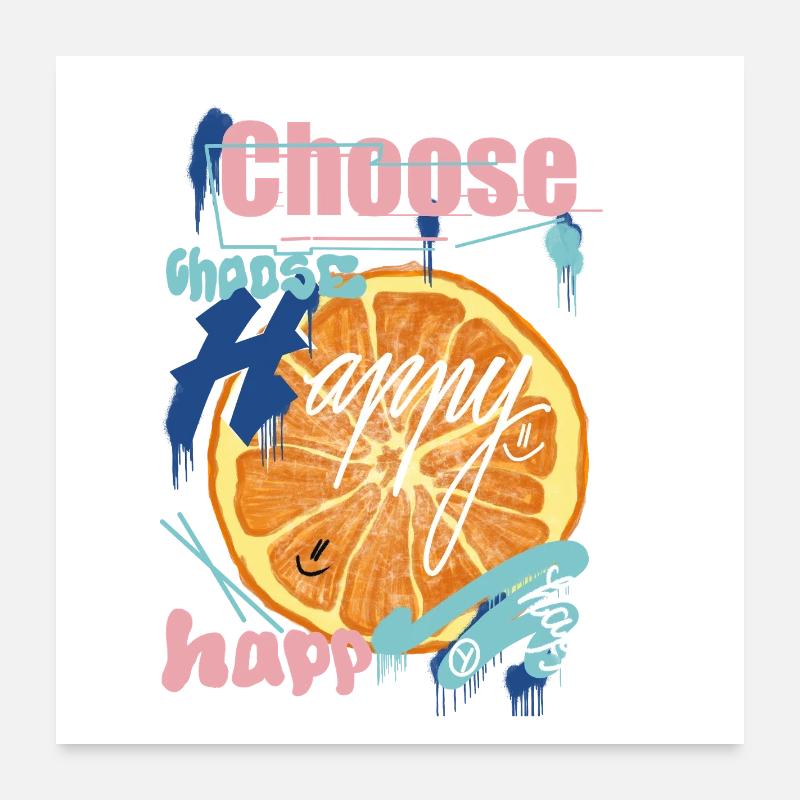 Orangene Freude Collage Poster 60x60 cm