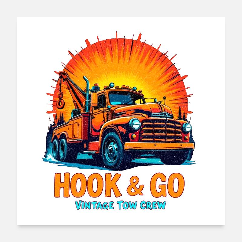 HOOK & GO – Équipe de remorquage vintage Poster 60 x 60 cm