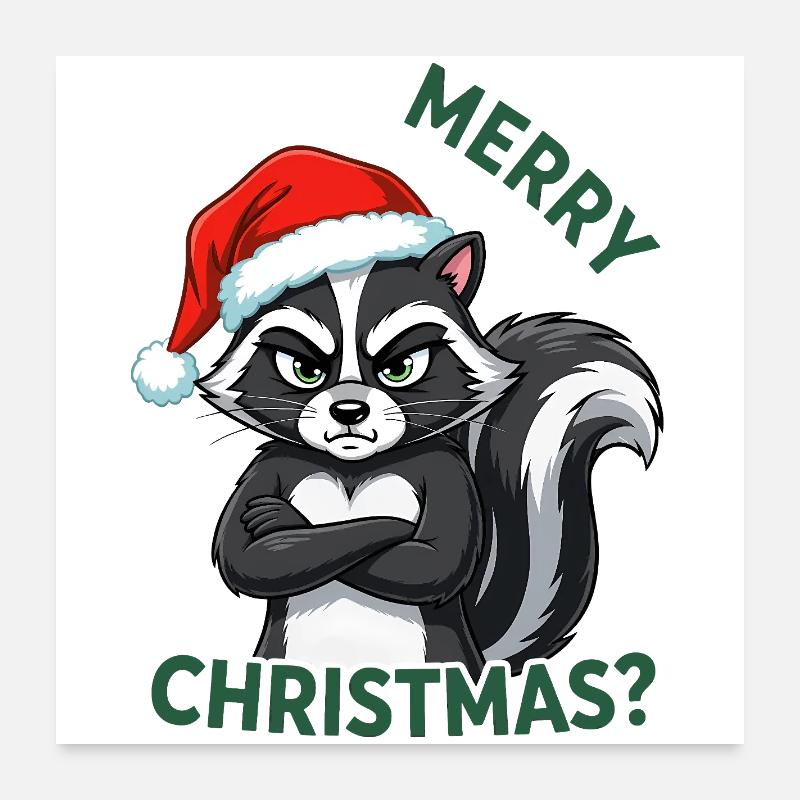 Anti Christmas Christmas Grouch Grumpy Skunk Poster 24" x 24" (60x60 cm)
