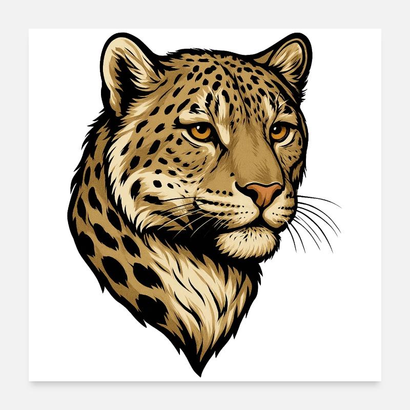 Illustration de tête de léopard Poster 60 x 60 cm