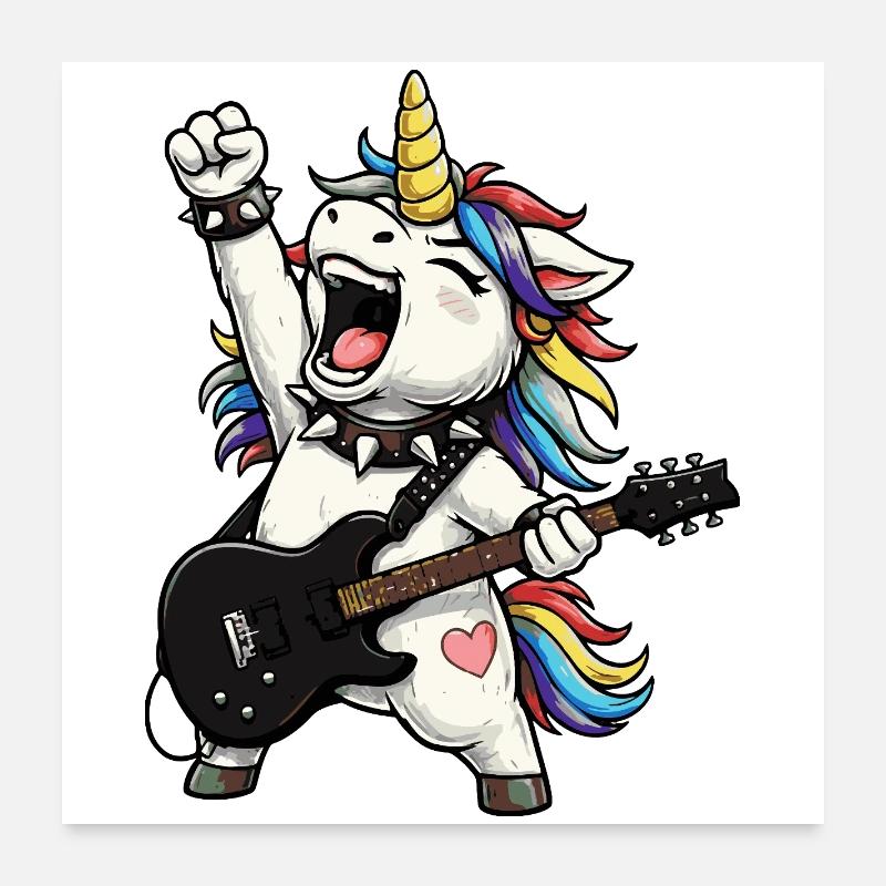 Regenbogen-Einhorn-Rocker Poster 60x60 cm