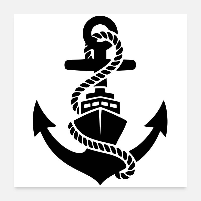 Anchor Rope Maritime Silhouette Poster 24" x 24" (60x60 cm)