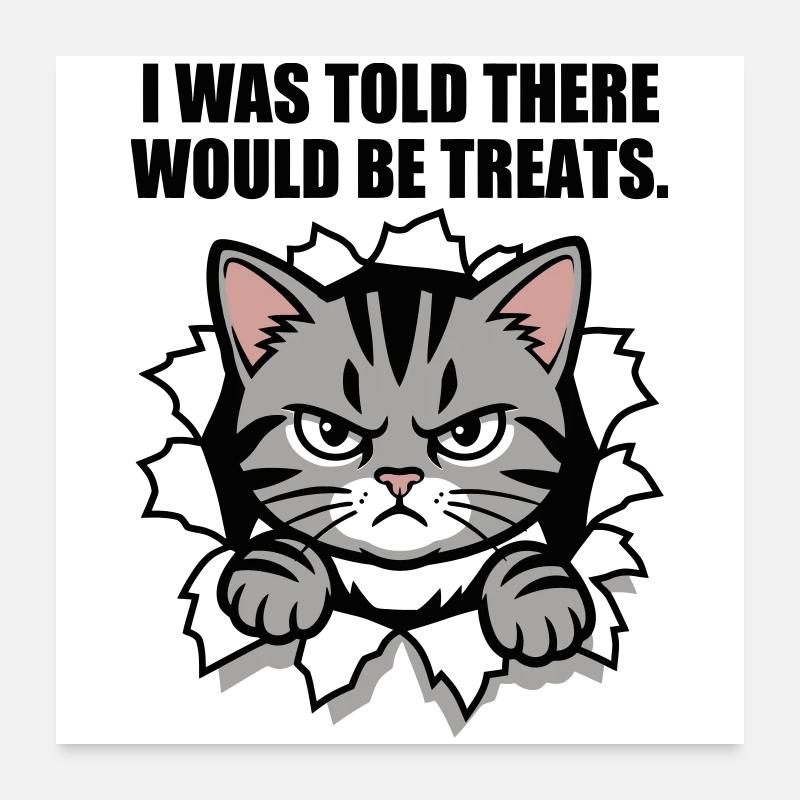Unzufriedene Katze sucht Leckerlis Poster 60x60 cm