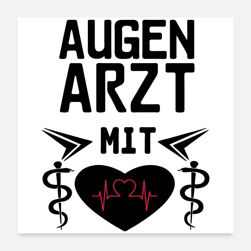 Augenarzt mit Herz Geschenk - Poster 60x60 cm - Weiß
