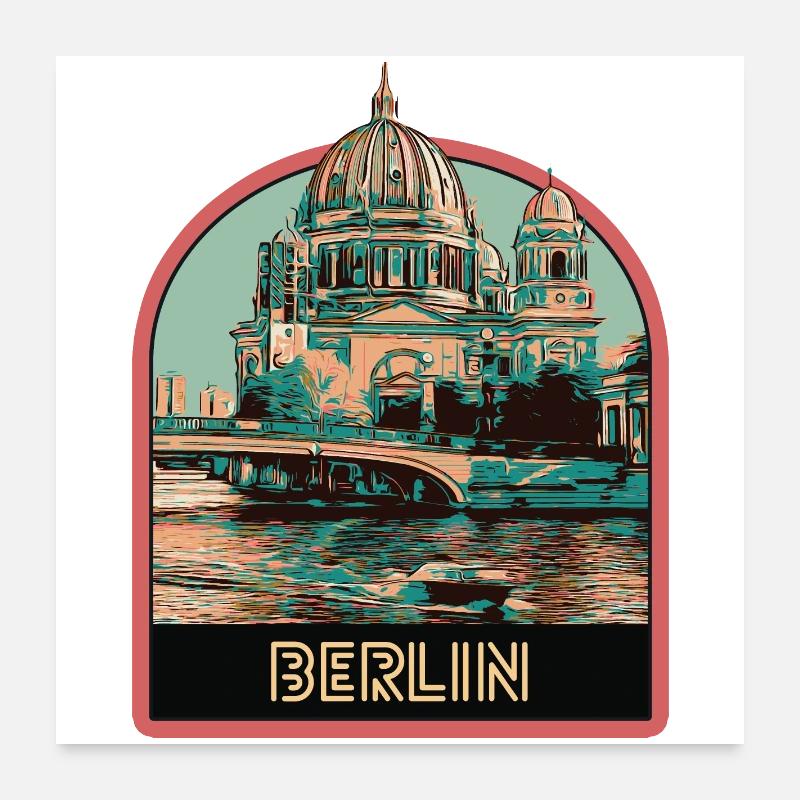 Vue Dôme Cathédrale Berlin et Spree Poster 60 x 60 cm