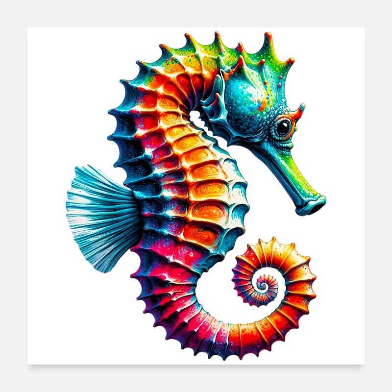 Seepferdchen - Poster 60x60 cm - Weiß