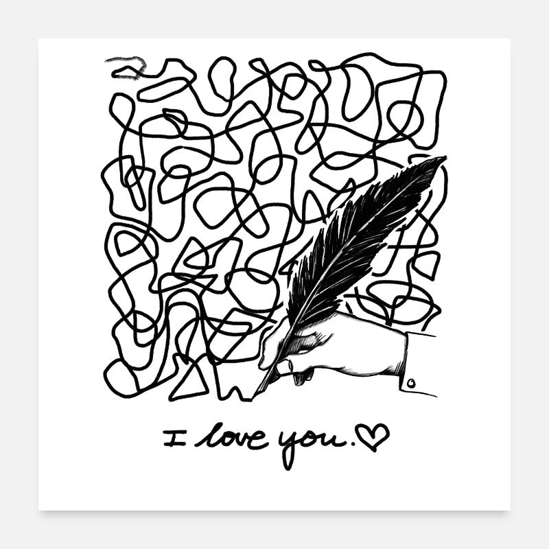 Design, Drawing, Scribble, Feder, Drawing, Ble Poster 24" x 24" (60x60 cm)