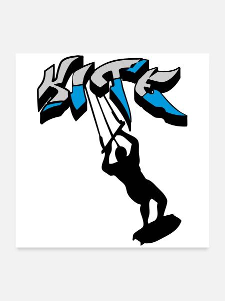 kiteboarding, kitesurfer, kiteboard, kitesurfing - Poster 24" x 24" (60x60 cm) - white - Front