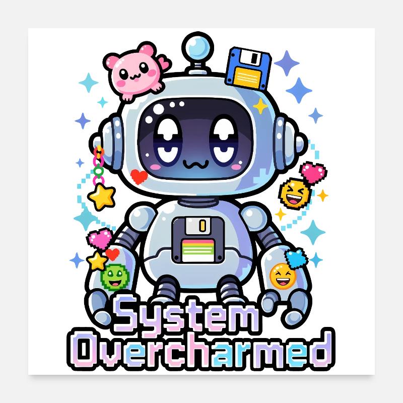 🤖 - System Overcharmed – Roboter mit digitalen Charms Poster 60x60 cm