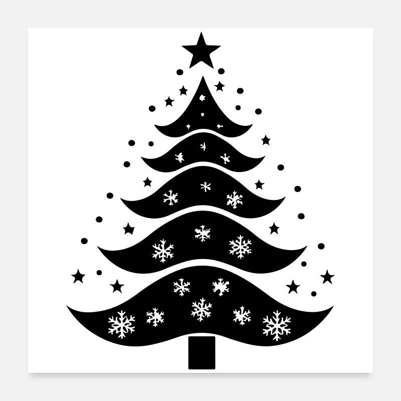 Weihnachtsbaum-Silhouette Poster 60x60 cm