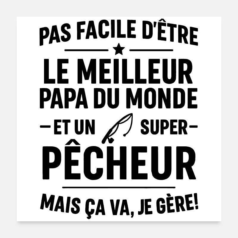 Pêche – Super Papa Pêcheur Poster 60 x 60 cm