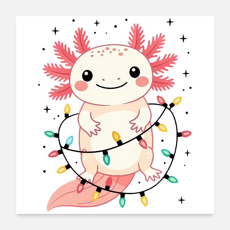 Sweat de Noël Axolotl Drôle de Noël Mignon Poster 60 x 60 cm