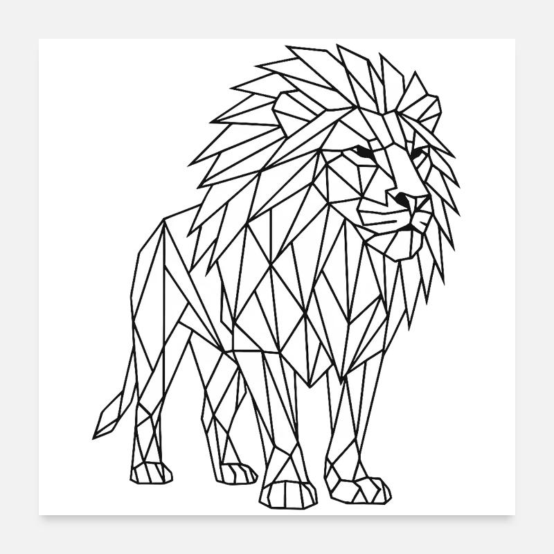 Style géométrique de polygone Lion Poster 60 x 60 cm