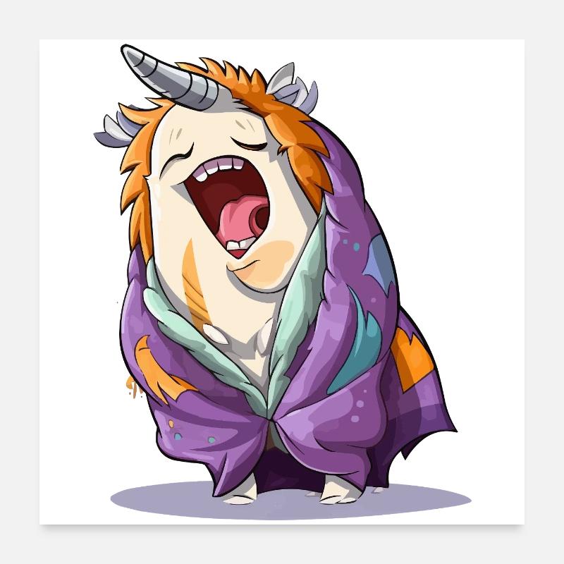 Licorne bâilleuse avec écharpe Poster 60 x 60 cm