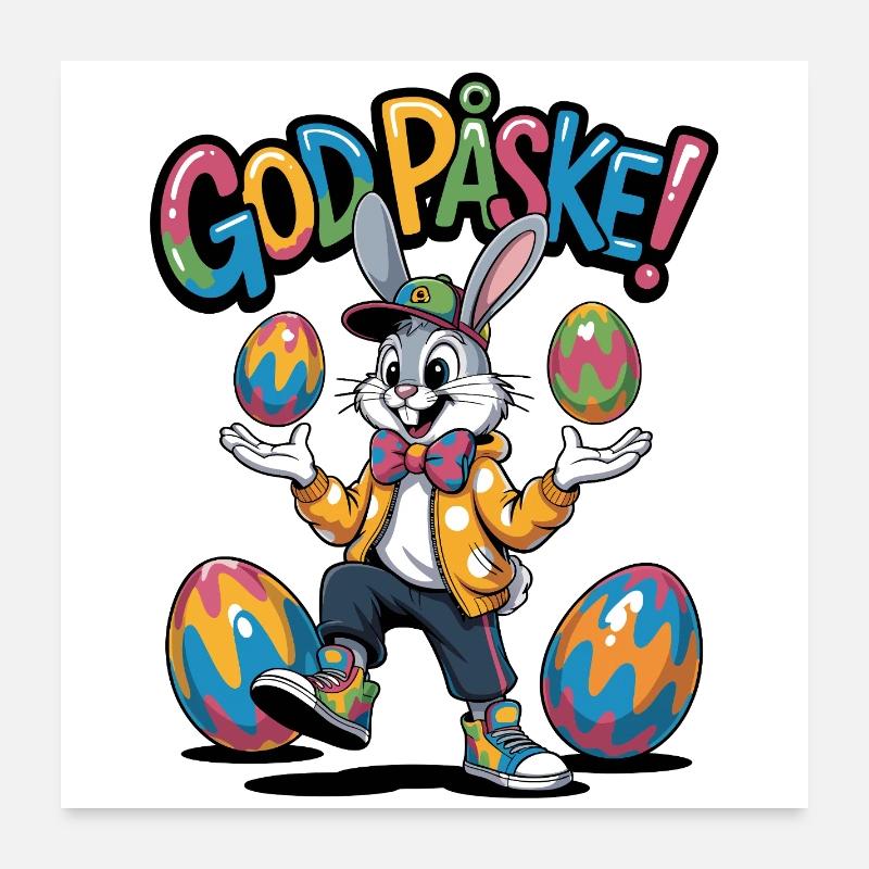 Lapin de Pâques dans un style coloré Poster 60 x 60 cm