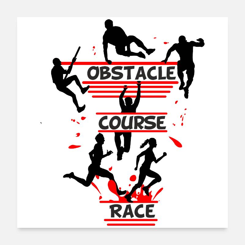 Obstacle Course Race – Full Action Silhouette Poster 24" x 24" (60x60 cm)