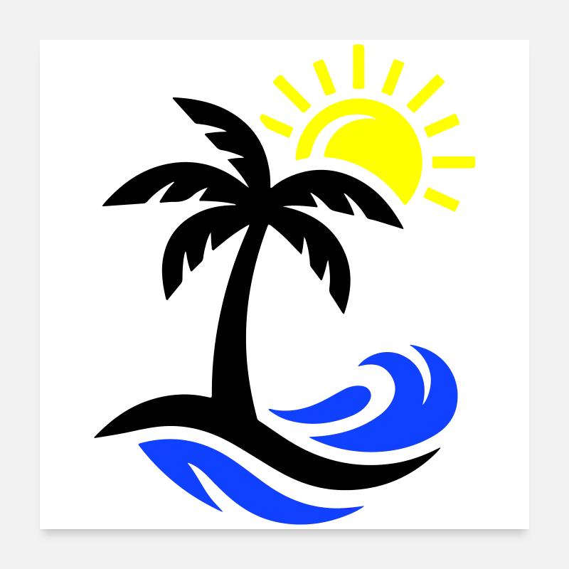 Océan Palm Tree Beach Poster 60 x 60 cm