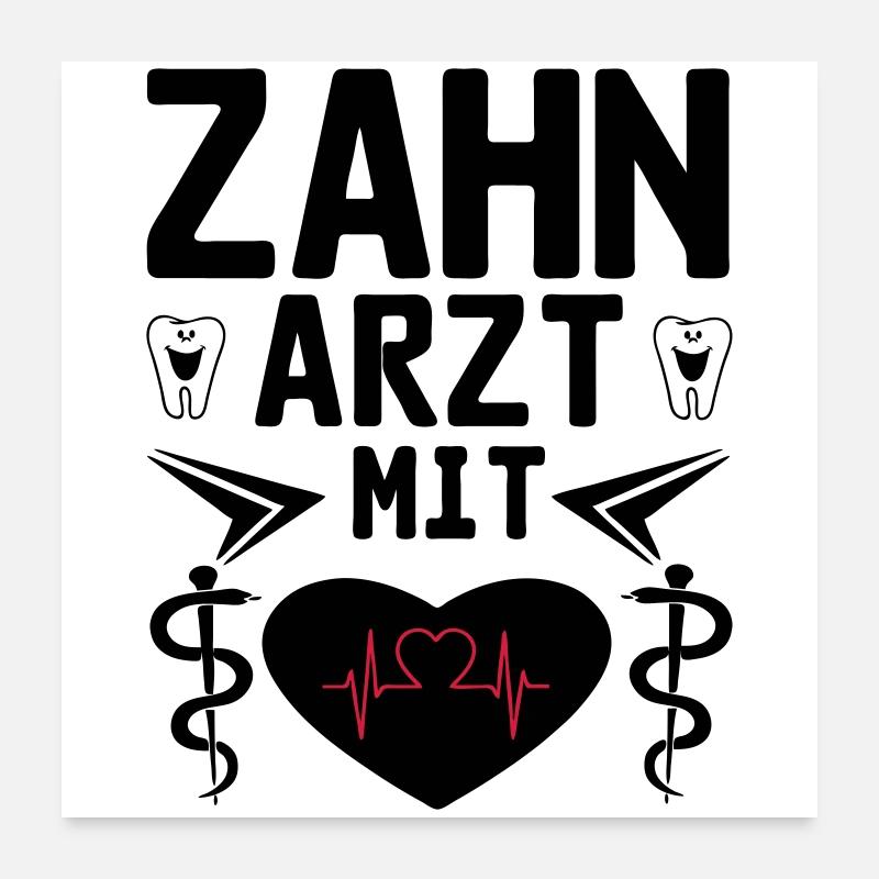 Zahnarzt mit Herz Geschenk Poster 60x60 cm