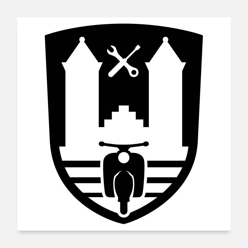 Mopedsport Wappen / Logo / Emblem Poster 60 x 60 cm
