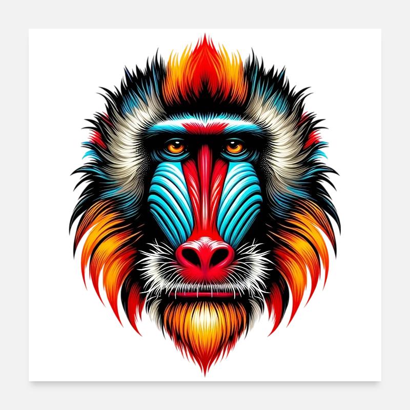 Mandrill-Affe Poster 60x60 cm