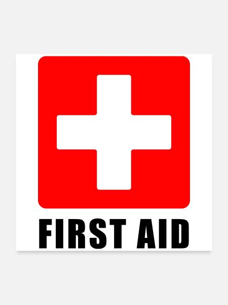 First Aid Medical Cross Sicherheitssymbol Vektor-Symbol - Poster 60x60 cm - Weiß - Vorne