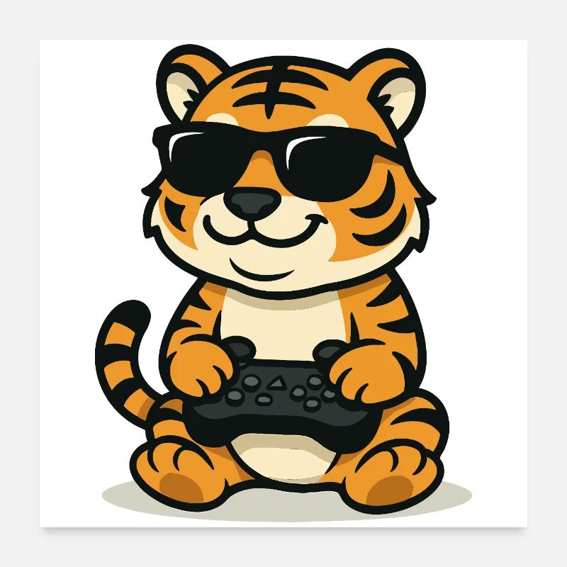 Chill Gamer Tiger Poster 60 x 60 cm