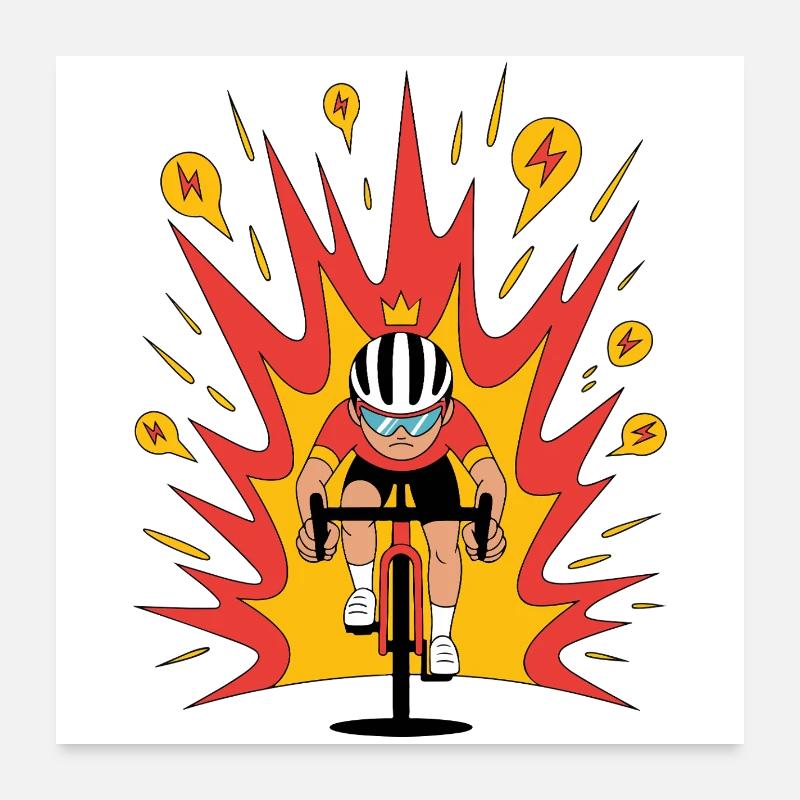 Attack Mode Cyclist Crown Cartoon Poster 24" x 24" (60x60 cm)
