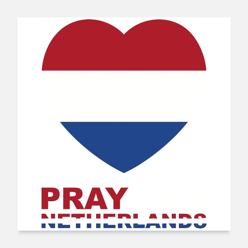 Cœur avec drapeau des Pays-Bas et texte de prière Poster 60 x 60 cm