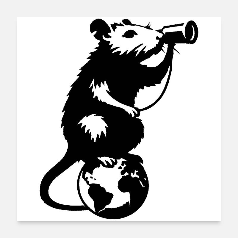 Ratte hat Sehnsucht - Poster 60x60 cm - Weiß