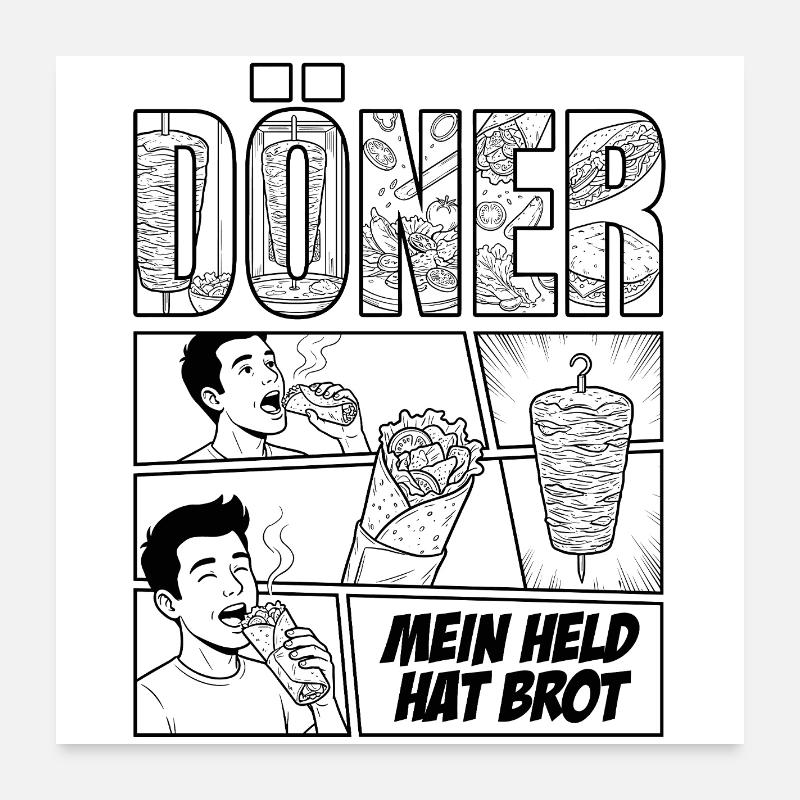 Döner Held – Bande dessinée Poster 60 x 60 cm