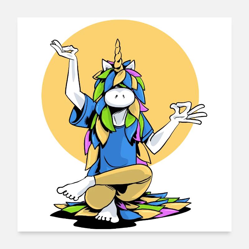 Licorne maître yogi Poster 60 x 60 cm