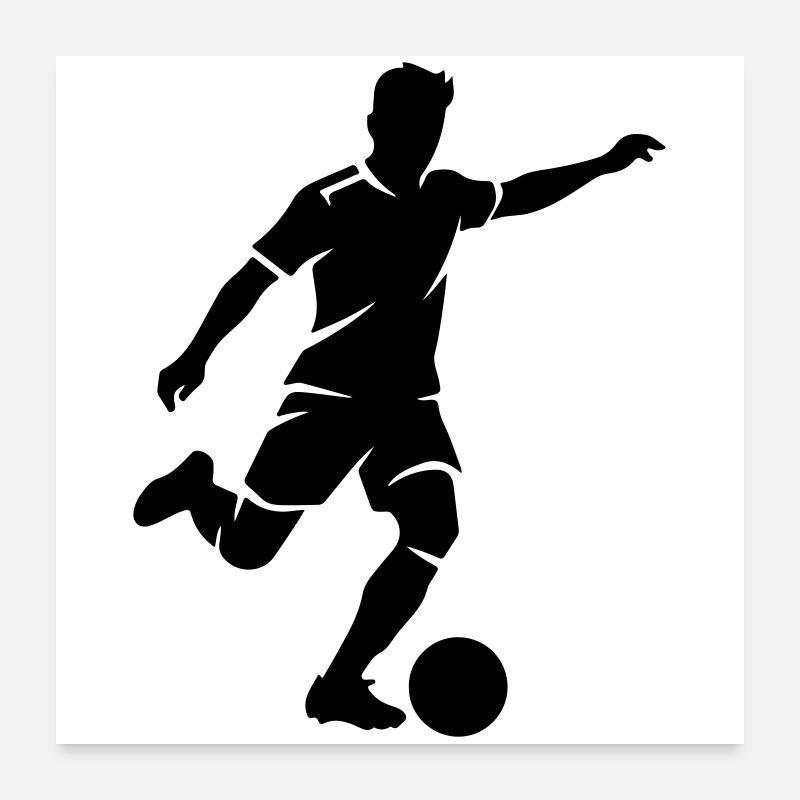 Soccer Player Silhouette Soccer Striker Poster 24" x 24" (60x60 cm)