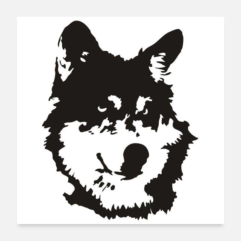Chien / loup Poster 60 x 60 cm
