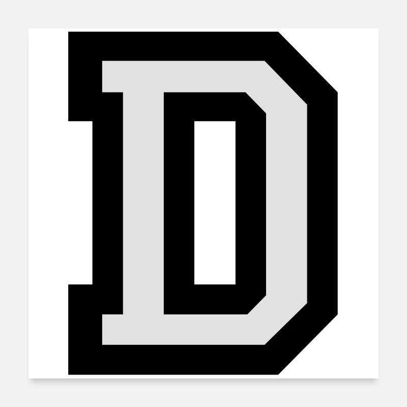 Lettre D en deux couleurs Poster 60 x 60 cm