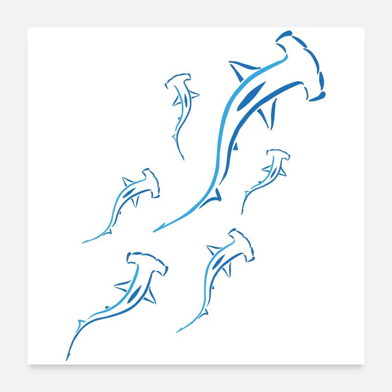 Hammerhead shapes Poster 60x60 cm