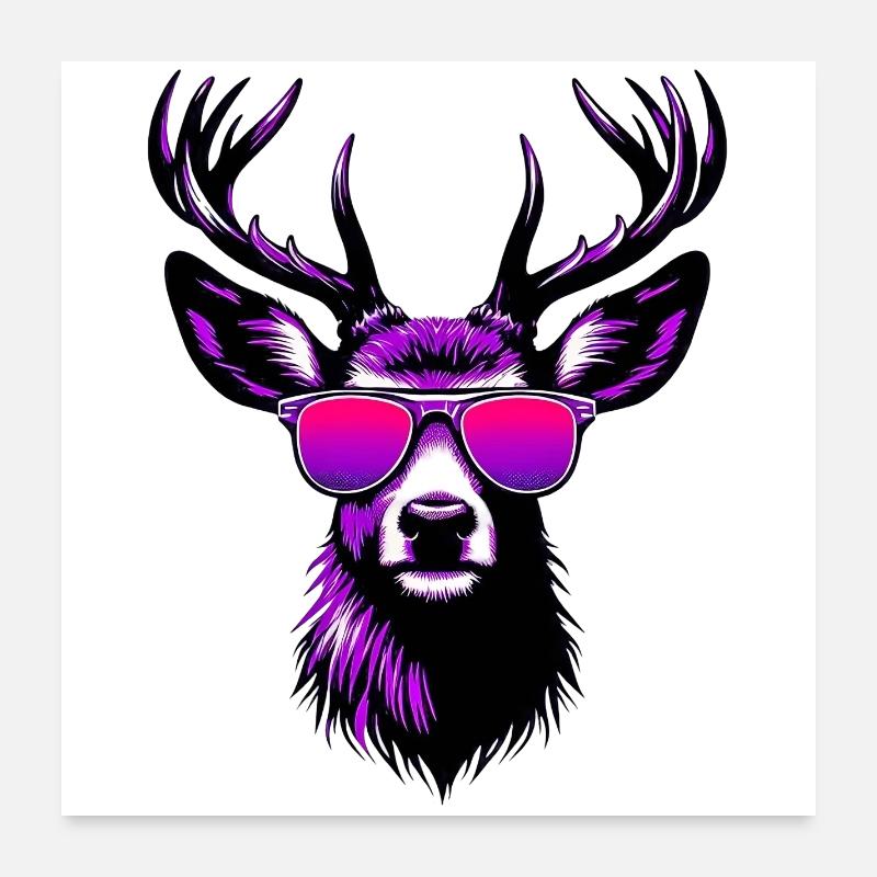 Deer with Sunglasses Poster 24" x 24" (60x60 cm)