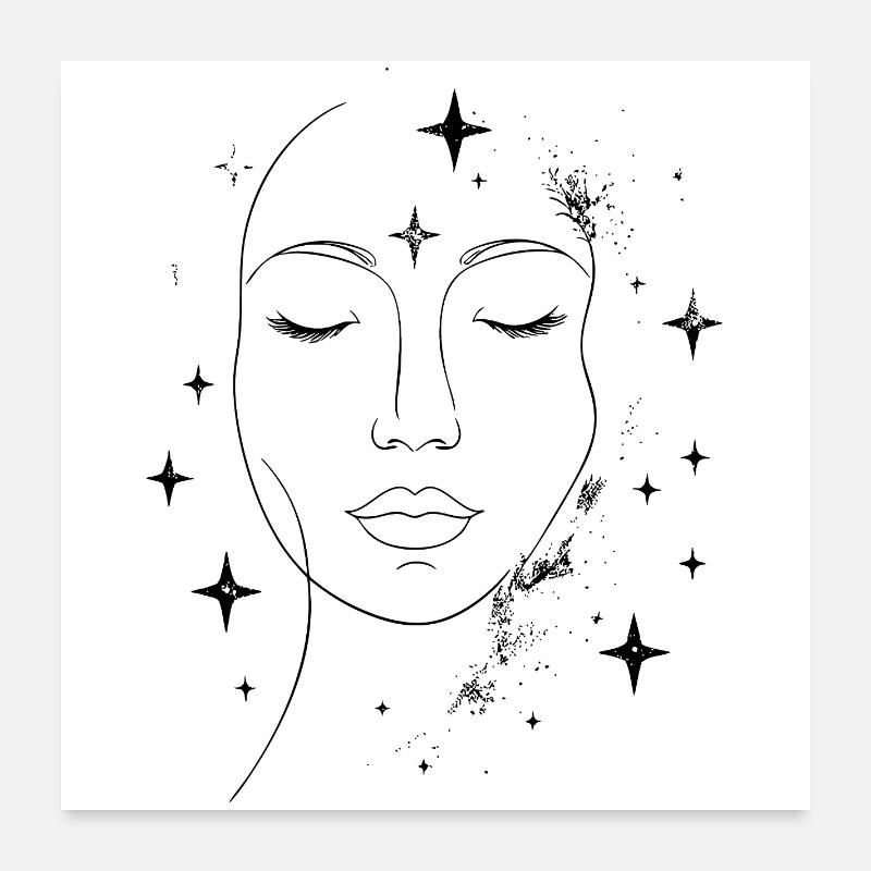 Gesicht im Sternenstaub Poster 60x60 cm