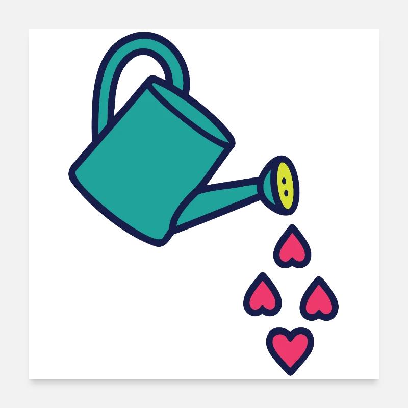Gießkanne der Liebe und der Herzen Poster 60x60 cm