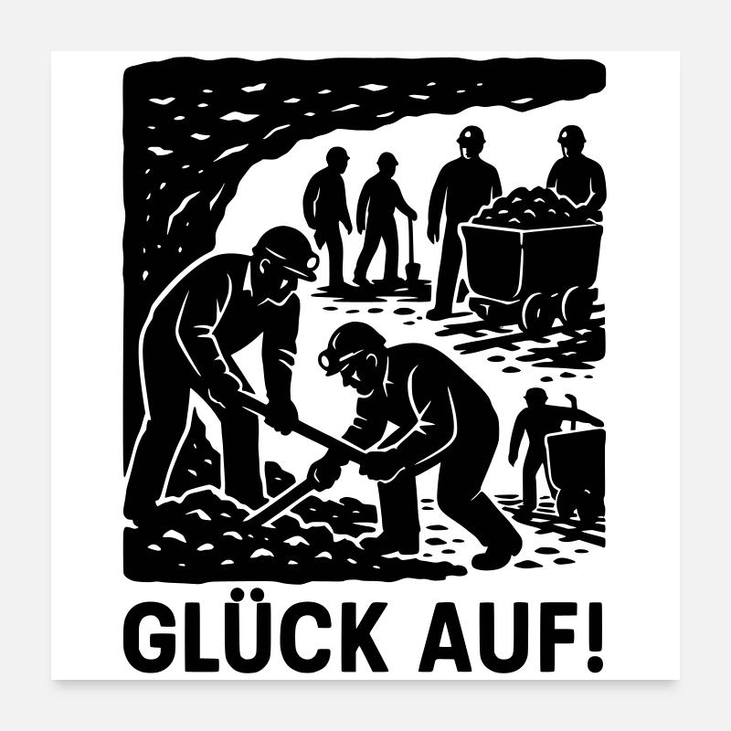 Luck On Mining Miner Work Coal Mine Historical Poster 24" x 24" (60x60 cm)