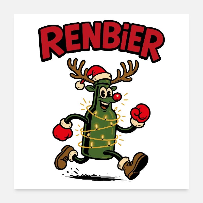 Renbier – Weihnachtsbier Geschenkidee Bier xmas Poster 60x60 cm
