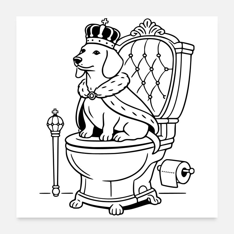 dackel thron toilette line art Poster 60x60 cm