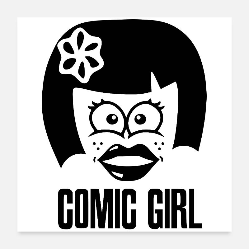 Comic Girl - Black Poster 24" x 24" (60x60 cm)