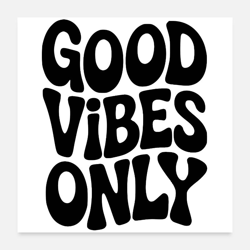 Typographie Vibing en noir Poster 60 x 60 cm